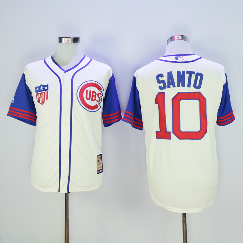Men Chicago Cubs #10 Santo Cream Throwback 1942 MLB Jerseys->chicago cubs->MLB Jersey